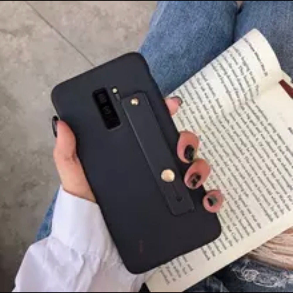 Matte Candy Color Black Cell Phone Case Handstrap